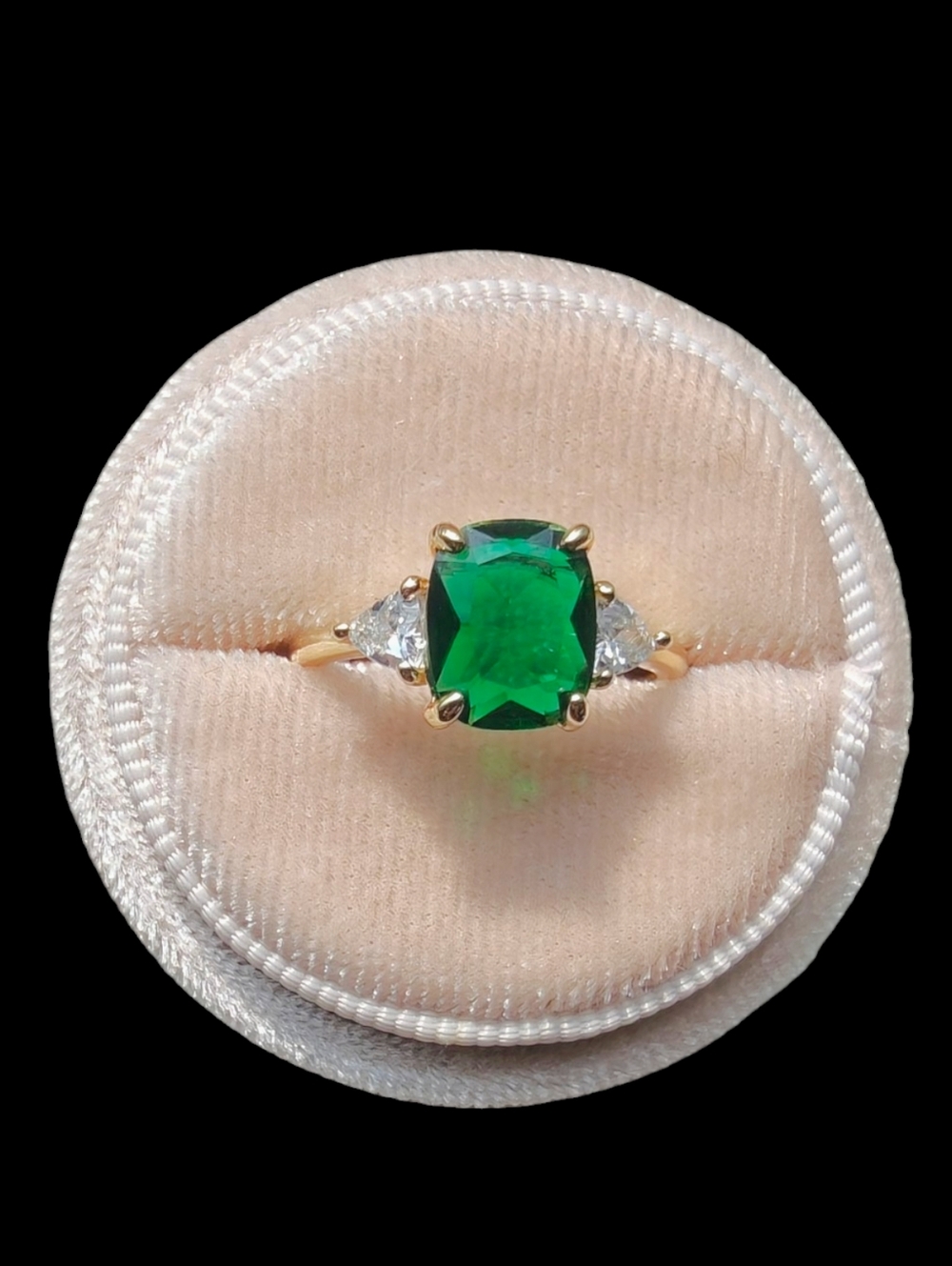 Beautiful Yellow Gold Plated Green CZ Ring